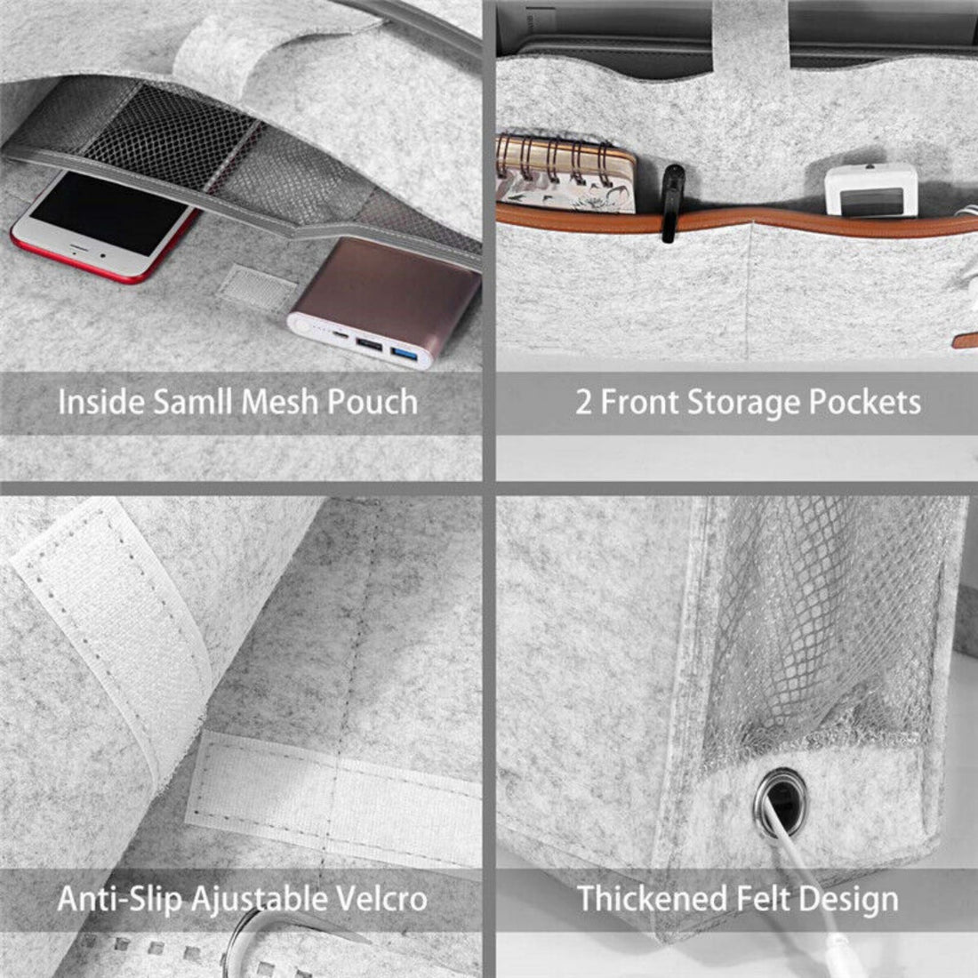 Bedside BIGGER Storage Caddy Sofa Desk Felt Hanging Bag Pocket Organizer 3 Color