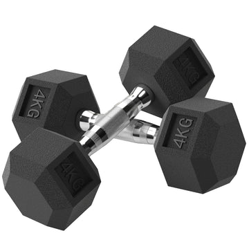2x4kg Rubber Dumbbell Sports Hex Weights Sets Home Gym Fitness Hexagonal Dumbbells Kit Weight Lifting Exercise