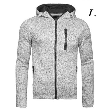Mens Zipped Hoodie, Fleece Pullover Hooded With 2 Pockets, Sweatshirt Long Sleeve Jackets, Grey Black