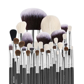 34-Piece Makeup Brush Set, Professional Brushes Kit For Foundation Blending Eyeshadow Concealer Blush - With Soft Bristles, Ergonomic Wood Handle, Travel-Friendly Case Included