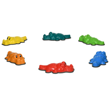 ZONEKIZ 6PCs Kids Stepping Stones, Crocodile-Designed Sensory Toys, With Anti-Slip Edge Balance River Stones