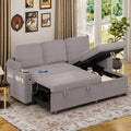Sofa Bed, L-Shaped Sleeper Sectional Couch Bed,2-in-1 Convertible Pull Out Corner Sofa with Storage, USB, Cup Holder