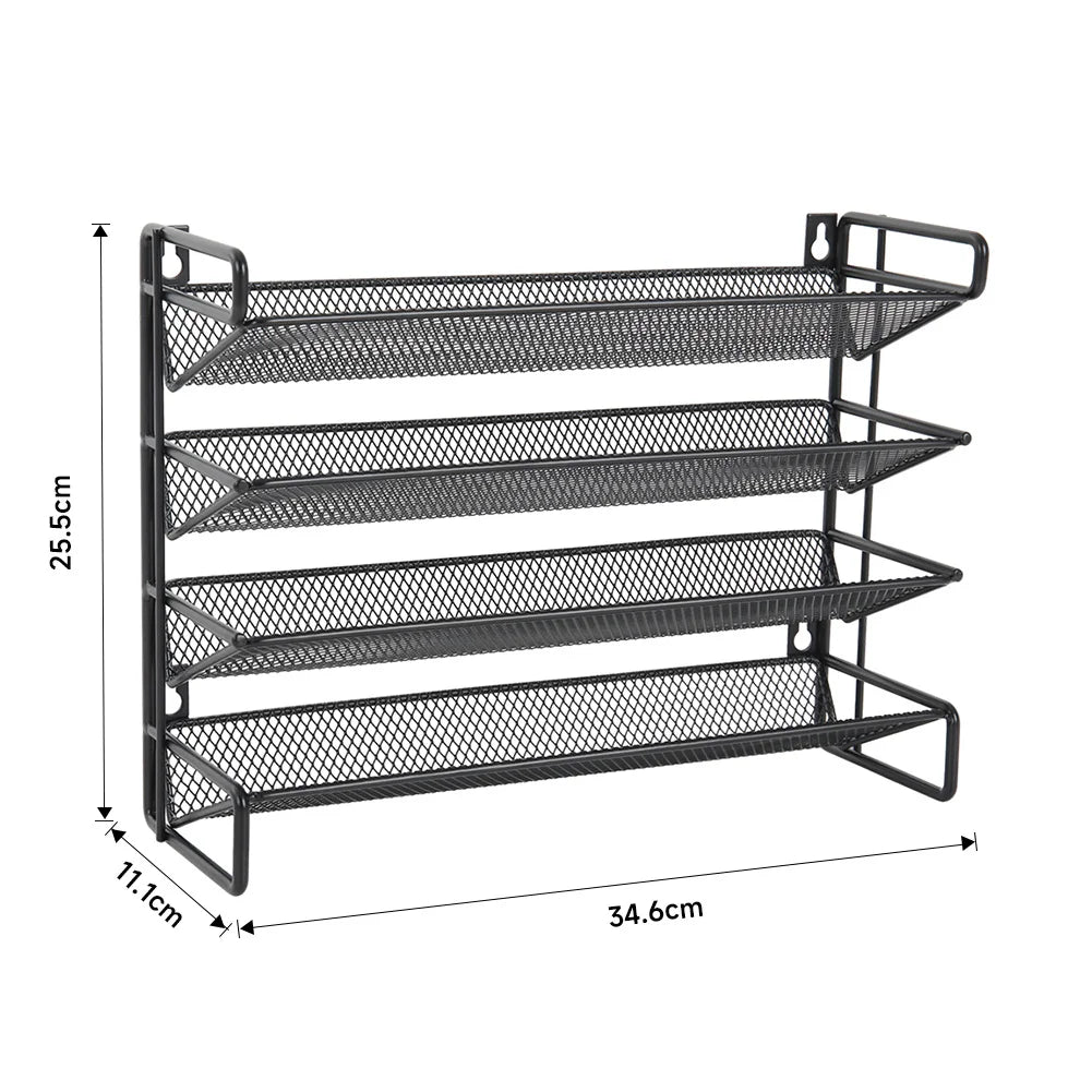 Black 4 Tier Metal Spice Rack Organizer