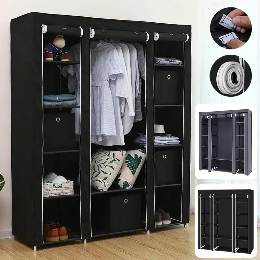 Clothes Wardrobe Clothes Organizer Non-Woven Fabric Wardrobe Storage Cupboard for Bedroom 150*45*175cm Storage Shelves