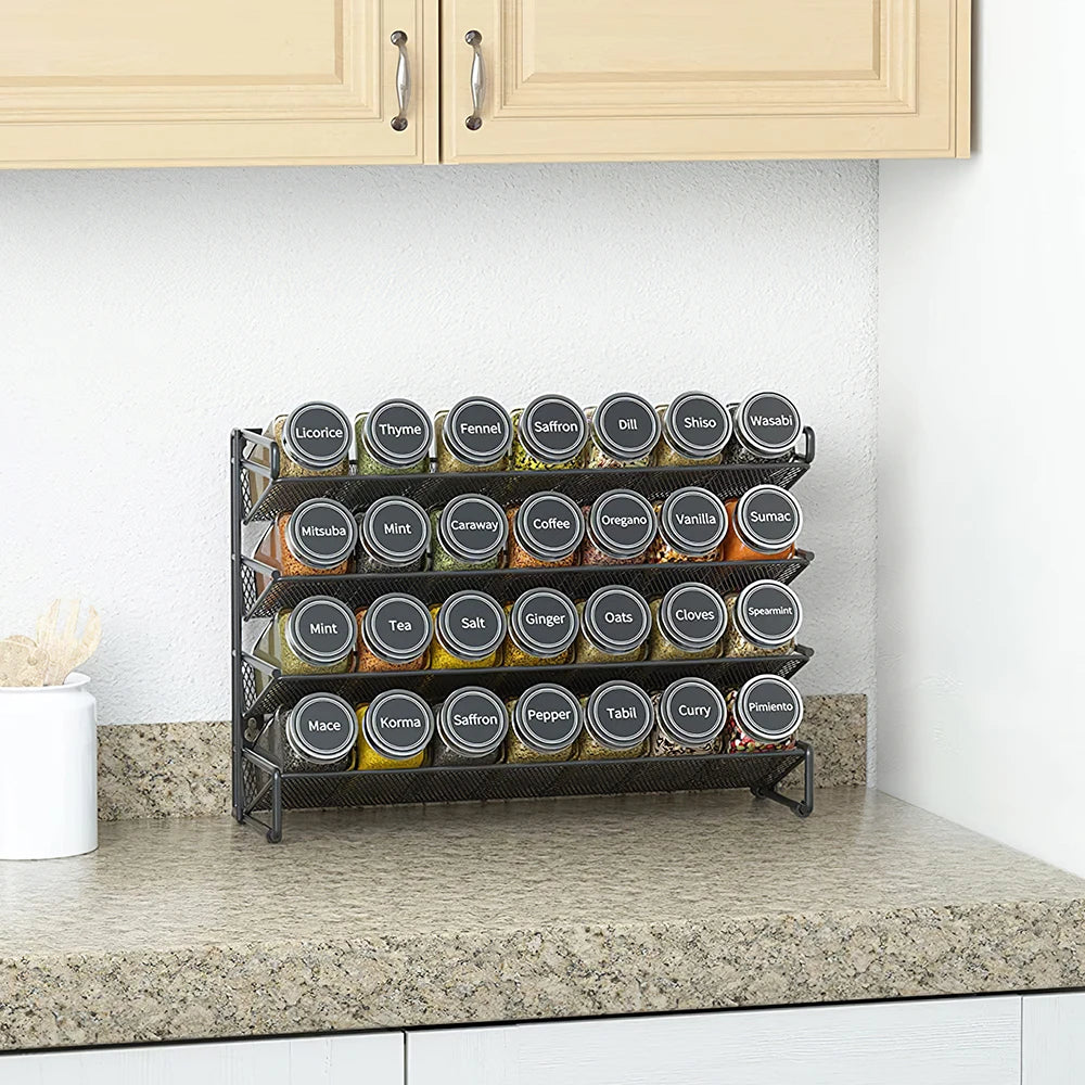 Black 4 Tier Metal Spice Rack Organizer