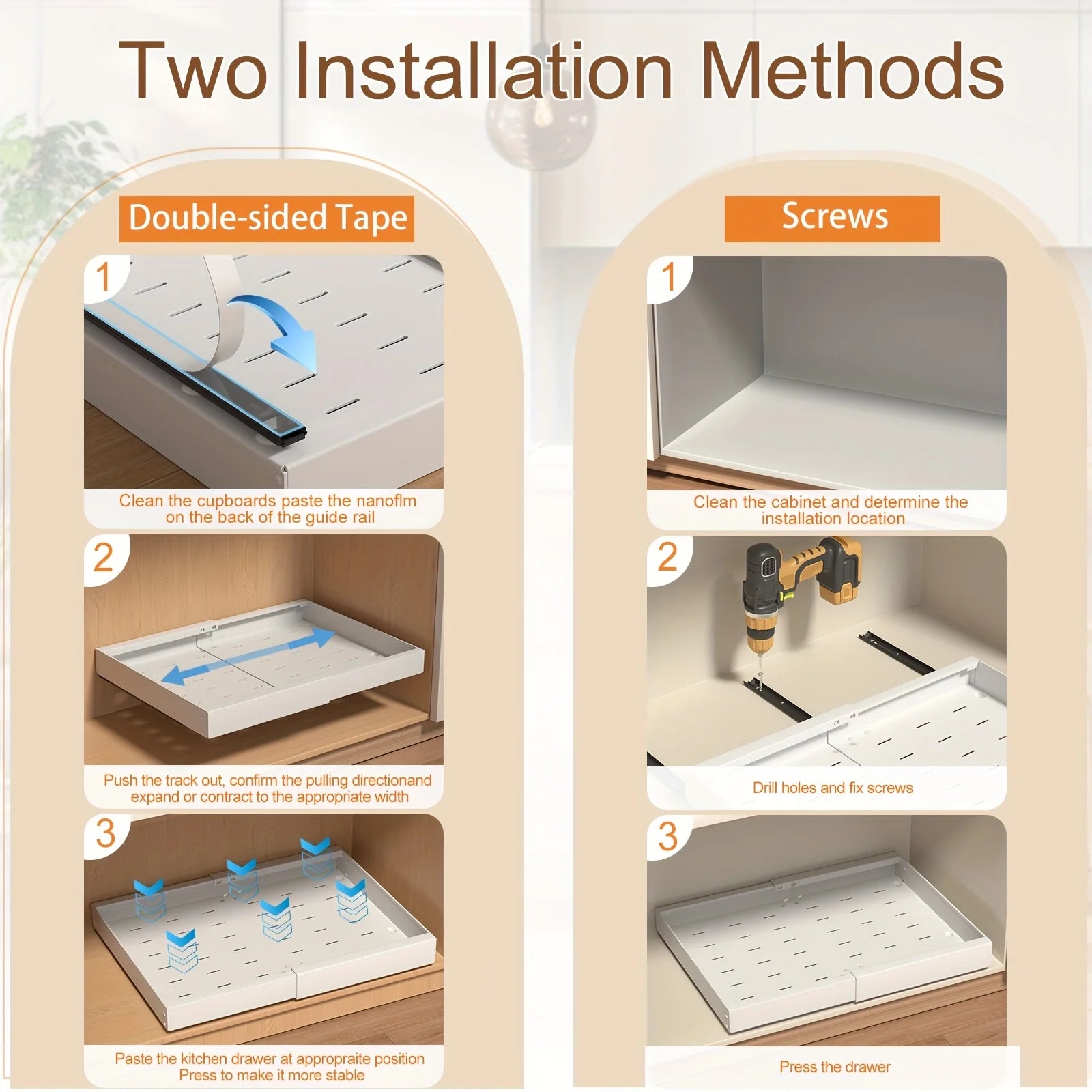 Pull Out Cabinet Organizer – Slide Out Drawers for Kitchen/Pantry