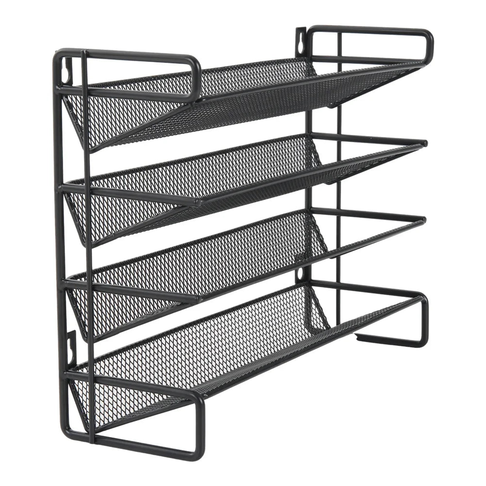 Black 4 Tier Metal Spice Rack Organizer
