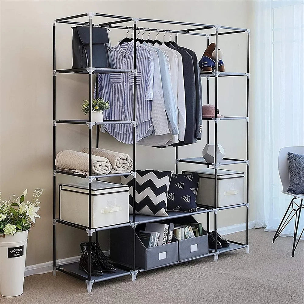 Clothes Wardrobe Clothes Organizer Non-Woven Fabric Wardrobe Storage Cupboard for Bedroom 150*45*175cm Storage Shelves
