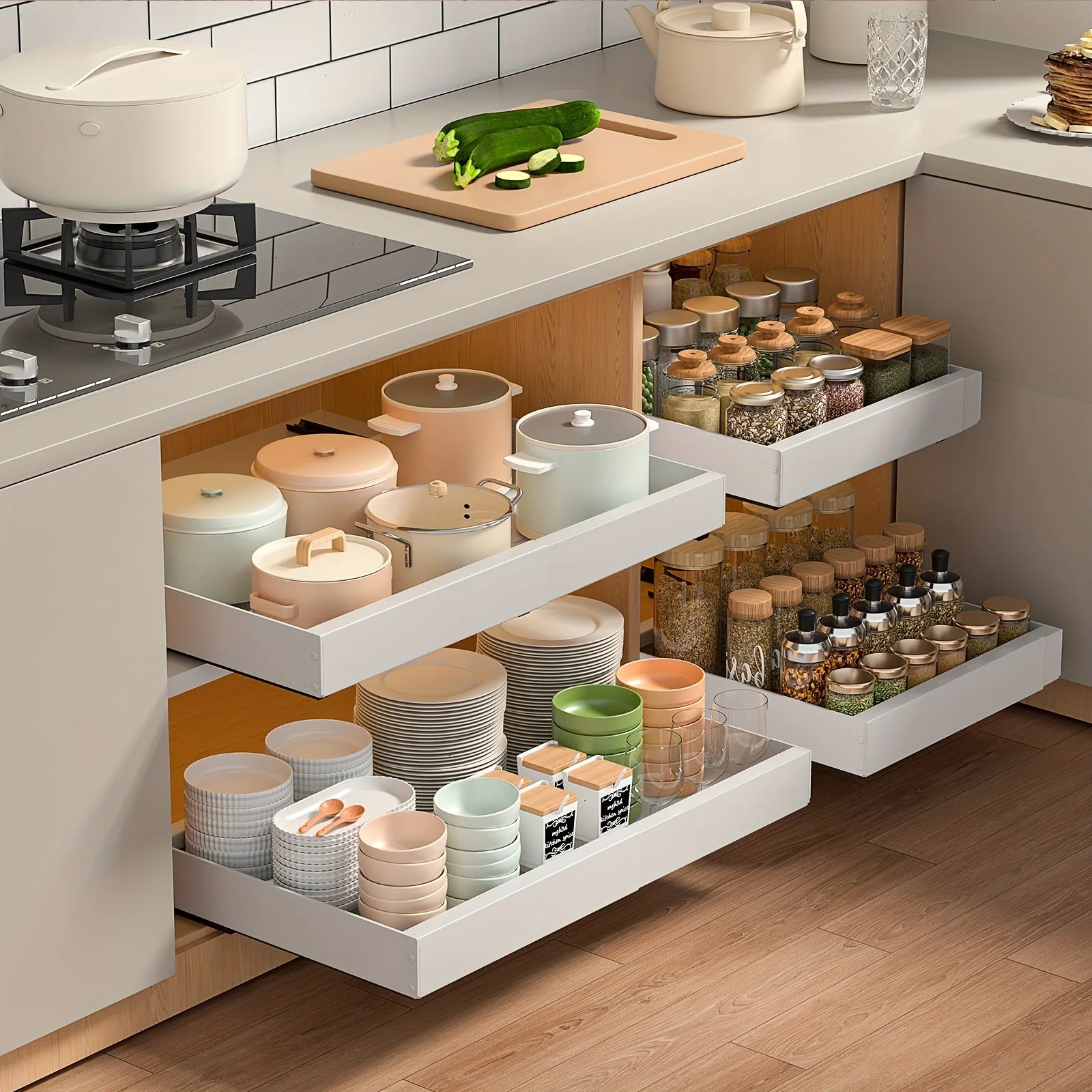 Pull Out Cabinet Organizer – Slide Out Drawers for Kitchen/Pantry