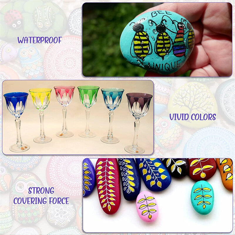 22 Colours Premium Acrylic Paint Marker Pens 0.7 MM Extra Fine Tip Rock Painting